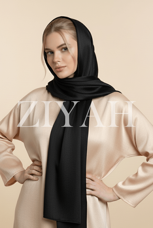 Crinkle Silk Hijab - Black