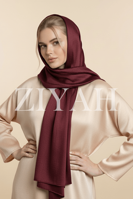 Crinkle Silk Hijab - Burgandy