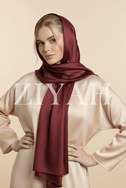Crinkle Silk Hijab - Maroon