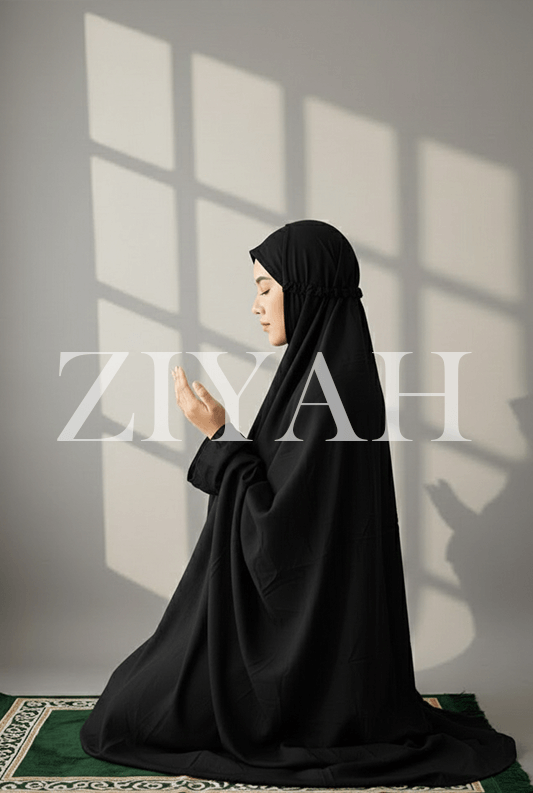 Namaz Chadar With Sleeves (Plain) - Black