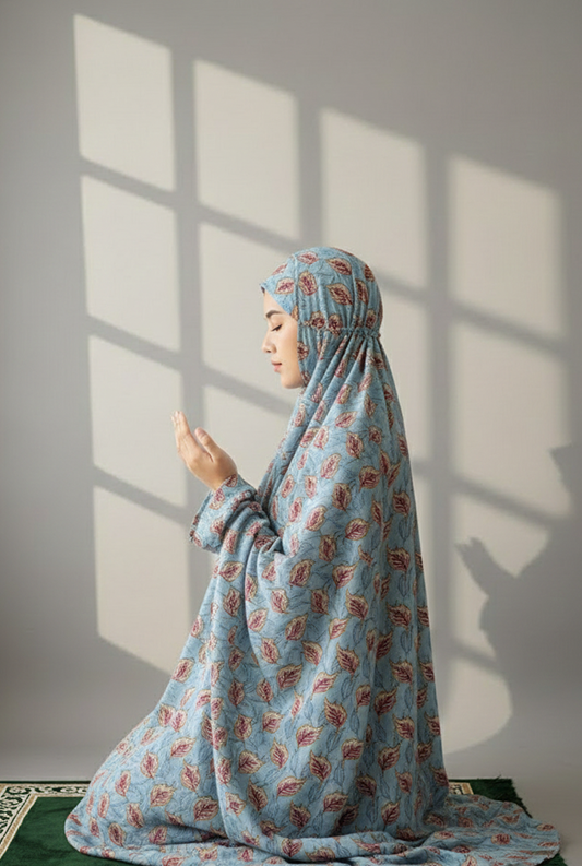 Namaz Chadars With Sleeves (Printed) - Blue Mix