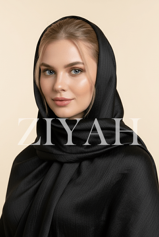 Crinkle Silk Hijab - Black