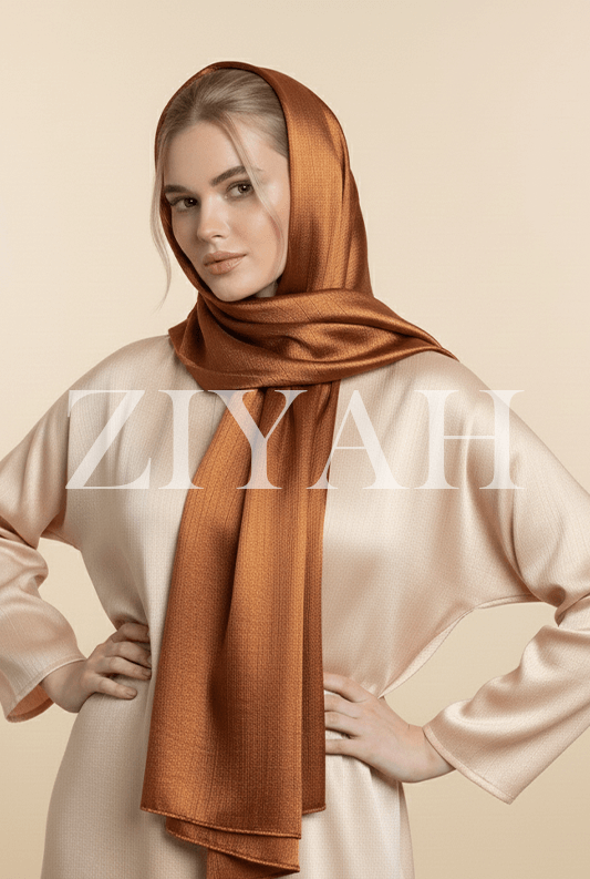 Crinkle Silk Hijab - Copper