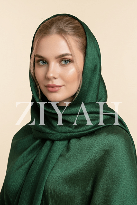 Crinkle Silk Hijab - Dark Green