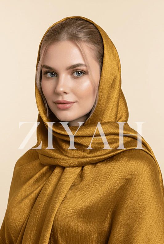 Crinkle Silk Hijab - Golden