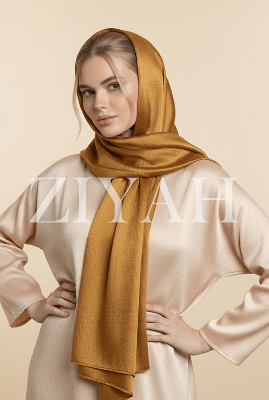 Crinkle Silk Hijab - Golden