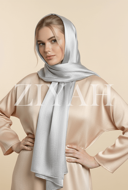 Crinkle Silk Hijab - Silver