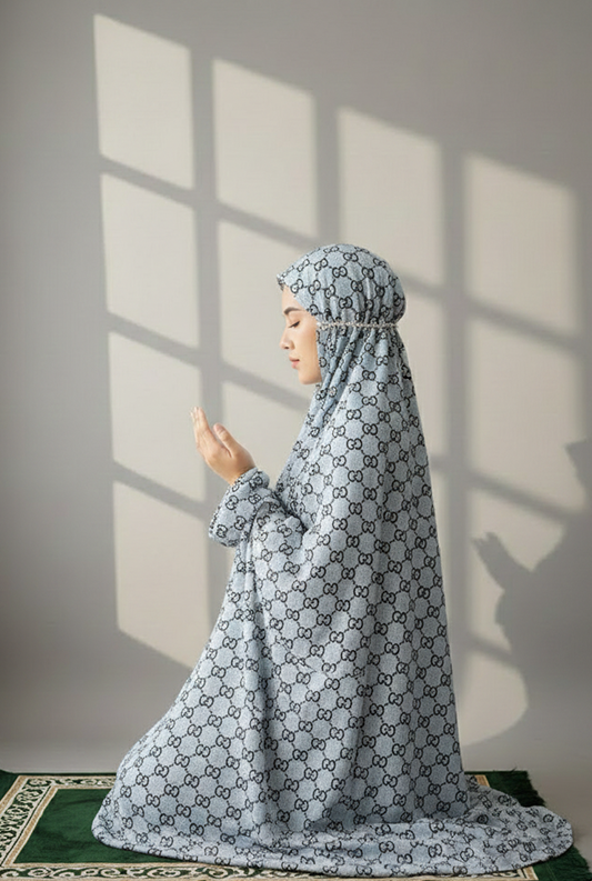 Namaz Chadars With Sleeves (Printed) - Blue BK